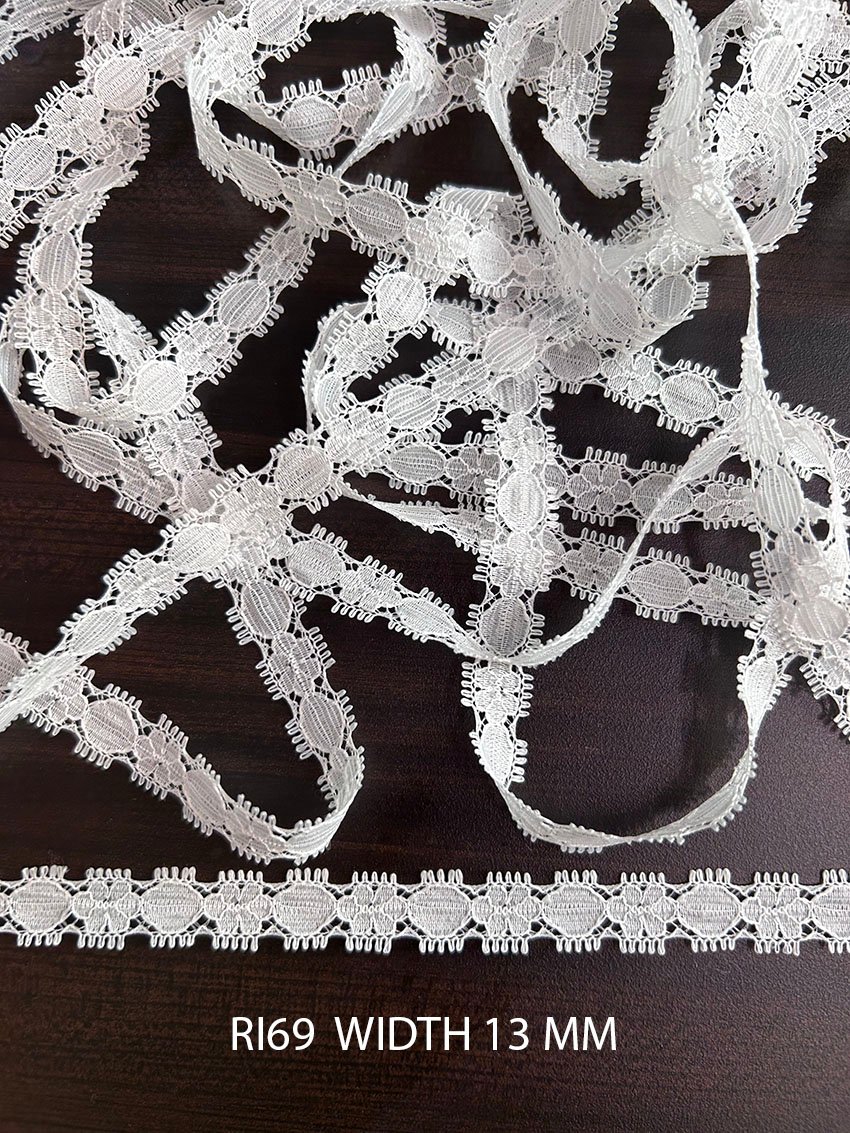 White Raschel Nylon Dyeable Lace Trim 13 MM