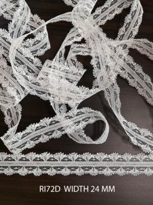 RI72D Fine White Raschel Picot Edge Nylon Lace 24 MM