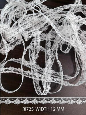 RI72S White 12MM Raschel Knitted Nylon Lace Trim