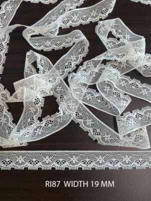 RI87 Fine White Raschel Nylon Picot Edge Lace 19 MM
