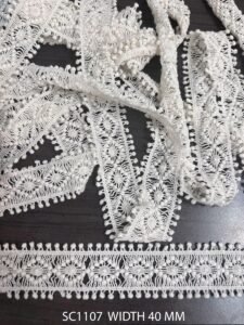 chemical laces sc1107 cotton ready for dye width 40 mm price per meter dyeable export quality