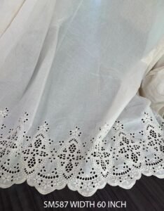 Elegant SM587 one side embroidery fabric for stylish plazo pants and designer garments, 60-inch width