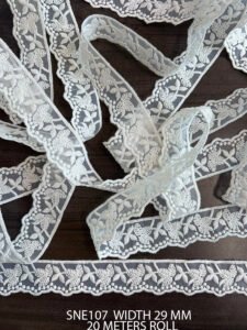 POLY WHITE EMB LACE ON MESH NET