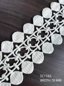 SC1162 – Chemical Laces – COTTON READY FOR DYE WIDTH 78 MM PRICE PER METER DYEABLE EXPORT QUALITY