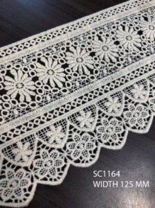 SC1164 – Chemical Laces – COTTON READY FOR DYE WIDTH 125 MM PRICE PER METER DYEABLE EXPORT QUALITY