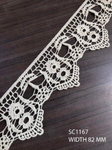 SC1167 – Chemical Laces – COTTON READY FOR DYE WIDTH 82 MM PRICE PER METER DYEABLE EXPORT QUALITY
