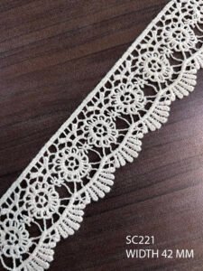 SC221 dyeable cotton GPO chemical lace – 28mm water-soluble trim with floral embroidery for boutique and ethnic fashion