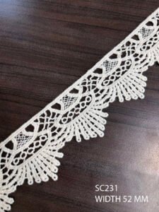 SC231 – Chemical Laces – COTTON READY FOR DYE WIDTH 52MM PRICE PER METER DYEABLE EXPORT QUALITY