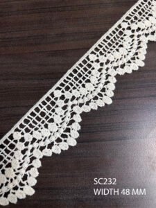 SC232 – Chemical Laces – COTTON READY FOR DYE WIDTH 48 MM PRICE PER METER DYEABLE EXPORT QUALITY