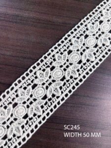 SC245 – Chemical Laces – COTTON READY FOR DYE WIDTH 50 MM PRICE PER METER DYEABLE EXPORT QUALITY