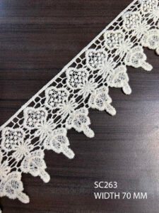 SC263 – Chemical Laces – COTTON READY FOR DYE WIDTH 70 MM PRICE PER METER DYEABLE EXPORT QUALITY