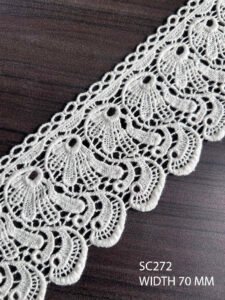 SC272 – Chemical Laces – COTTON READY FOR DYE WIDTH 70 MM PRICE PER METER DYEABLE EXPORT QUALITY