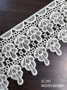 SC291 – Chemical Laces – COTTON READY FOR DYE WIDTH 90 MM PRICE PER METER DYEABLE EXPORT QUALITY