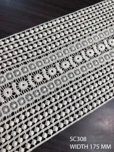 SC308 – Chemical Laces – COTTON READY FOR DYE WIDTH 175 MM PRICE PER METER DYEABLE EXPORT QUALITY