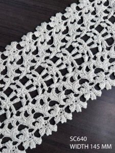 SC640 – Chemical Laces – COTTON READY FOR DYE WIDTH 145 MM PRICE PER METER DYEABLE EXPORT QUALITY