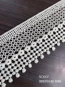 SC657 – Chemical Laces – COTTON READY FOR DYE WIDTH 80 MM PRICE PER METER DYEABLE EXPORT QUALITY