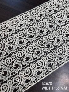 SC670 – Chemical Laces – &nbsp; COTTON READY FOR DYE WIDTH 155 MM PRICE PER METER DYEABLE EXPORT QUALITY