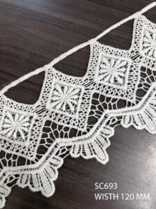 SC693 – Chemical Laces – COTTON READY FOR DYE WIDTH 120 MM PRICE PER METER DYEABLE EXPORT QUALITY