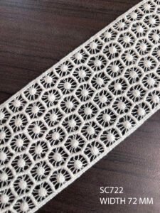 SC722 – Chemical Laces – COTTON READY FOR DYE WIDTH 72 MM PRICE PER METER DYEABLE EXPORT QUALITY