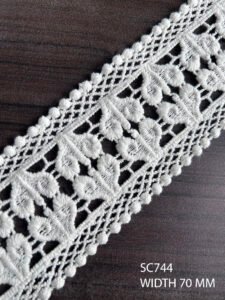 SC744 – Chemical Laces – COTTON READY FOR DYE WIDTH 60 MM PRICE PER METER DYEABLE EXPORT QUALITY