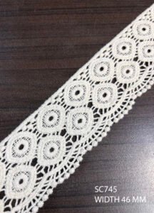 SC745 – Chemical Laces – COTTON READY FOR DYE WIDTH 46 MM PRICE PER METER DYEABLE EXPORT QUALITY