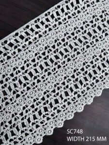 SC748 – Chemical Laces – COTTON READY FOR DYE WIDTH 215 MM PRICE PER METER DYEABLE EXPORT QUALITY