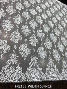 EYELASH CHANTILLY FRENCH LACE FABRIC WHITE