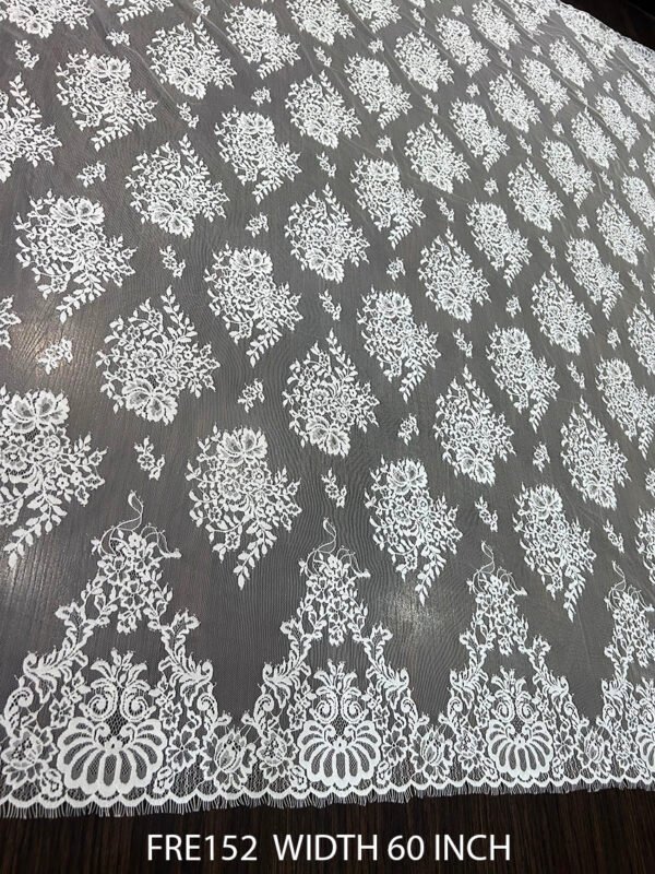 EYELASH CHANTILLY FRENCH LACE FABRIC WHITE