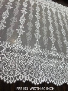 WHITE FRENCH EYELASH LACE FABRIC