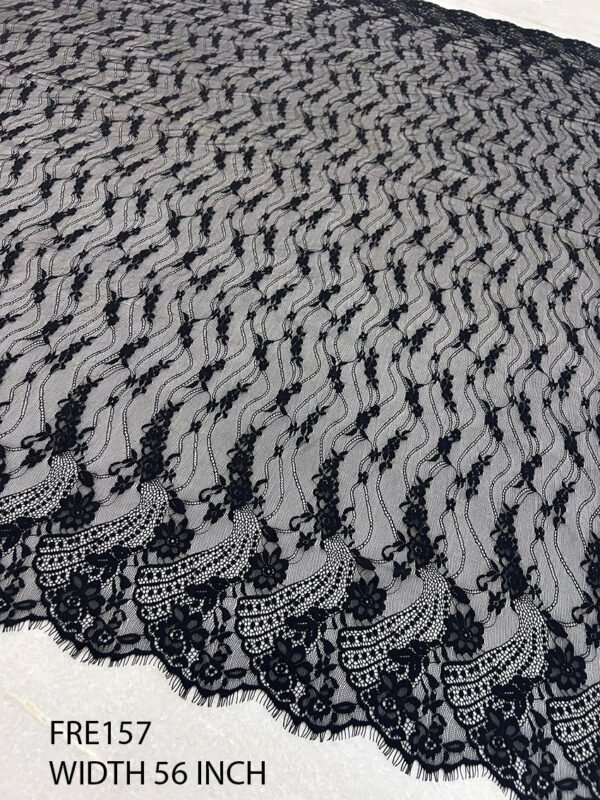 BLACK EYELASH FRENCH LACE FABRIC