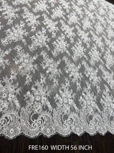 CHANTILLY FRENCH LACE FABRIC WHITE