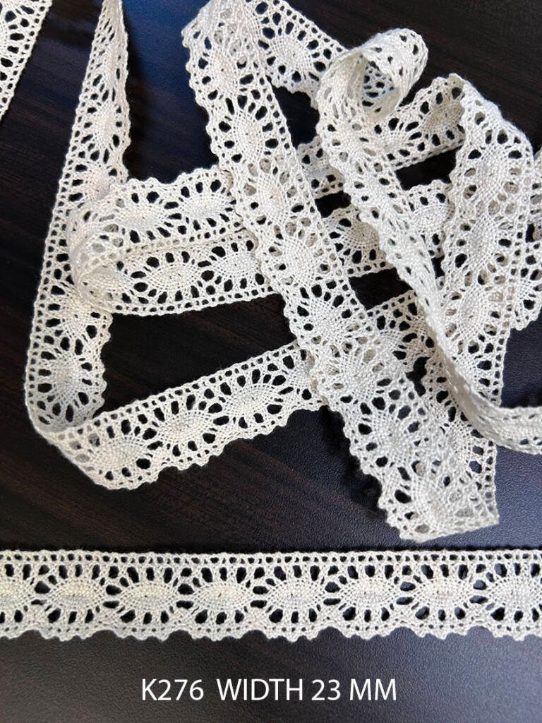 K276 Cotton Crochet Lace | Vintage-Style Trim for Garments