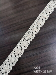 K276 cotton crochet lace trim – soft natural cotton with vintage-style pattern for garments and crafts