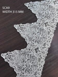 CHEMICAL WHITE LACE WITH ORGANZA NET APPLIQUE