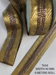 COPPER GOLD LUREX SEQUENCE RIBBON LACE