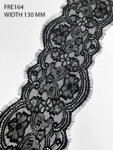 FRE164 black Chantilly lace roll – 3 meters eyelash lace for garments