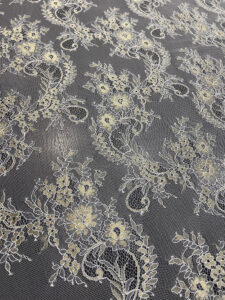 WHITE GOLD CHANTILLY LACE FABRIC
