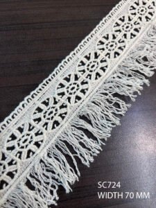 SC724 dyeable GPO cotton frill lace – 45mm wide scalloped trim for boutique fashion and export garments