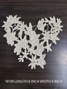N199 cotton neck lace patch – dyeable embroidery for ethnic and couture garments