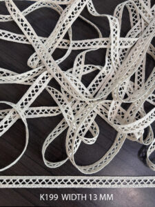 K199 Y-shaped crochet connecting lace with dual straight borders for elegant garment detailing