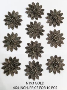 N193 Gold lace trim – metallic floral elegance for couture and ethnic garments