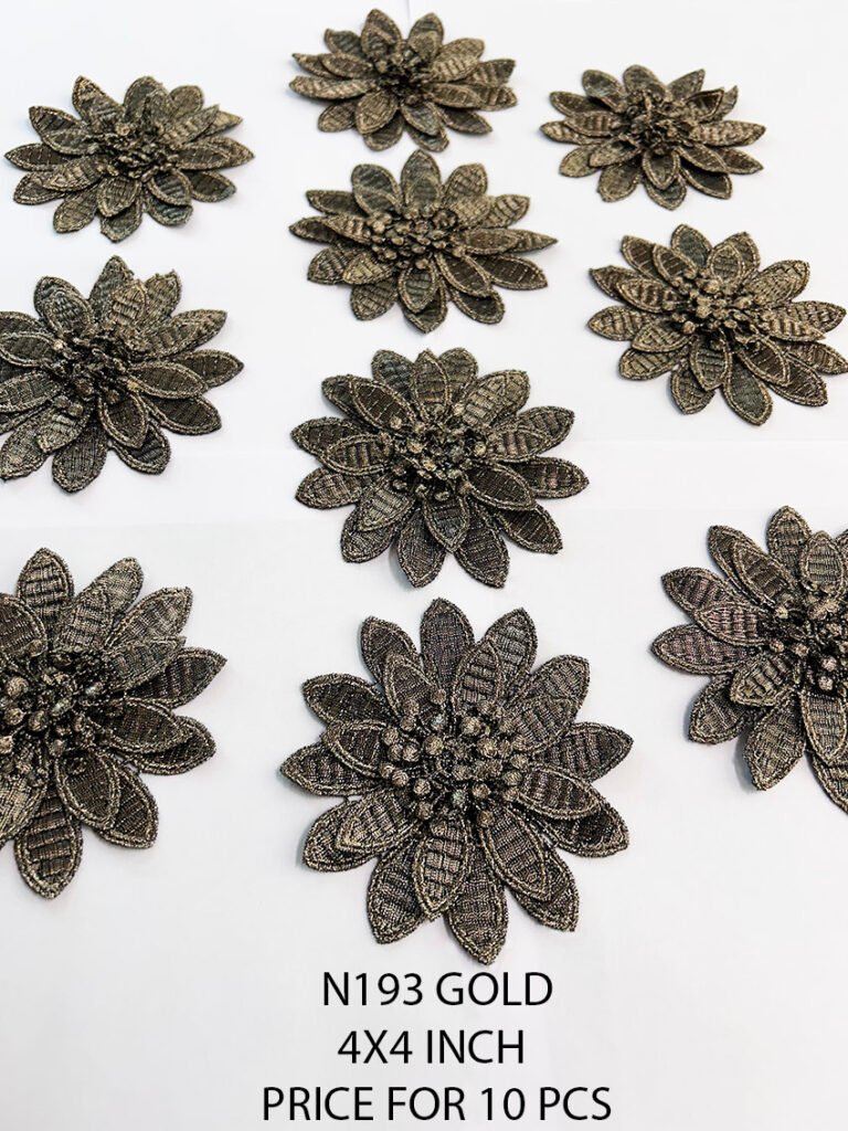 N193 Gold Lurex Neck Lace Patch – 3D Flo...