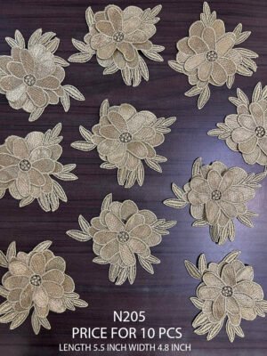 LUREX GOLD 3D FLOWER LACE PATCH