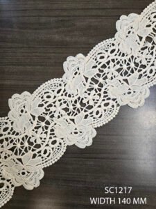 SC1217 lace trim – off-white GPO lace with intricate floral detailing for couture garments