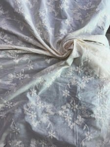 SM598 Dyeable Cambric Embroidery Allover Fabric – Cotton Schiffli Lace, 52 Inch Wide