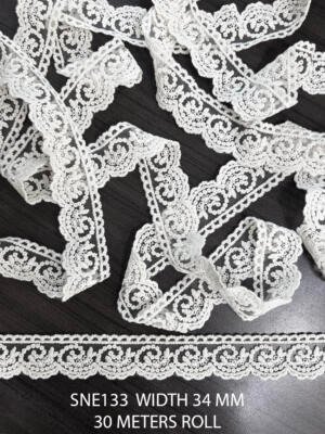 Intricately embroidered net cotton lace SNE133 with floral motifs for sarees, lehengas, and gowns