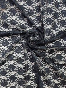 BLACK FLORAL NET FABRIC