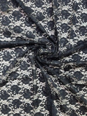 BLACK FLORAL NET FABRIC
