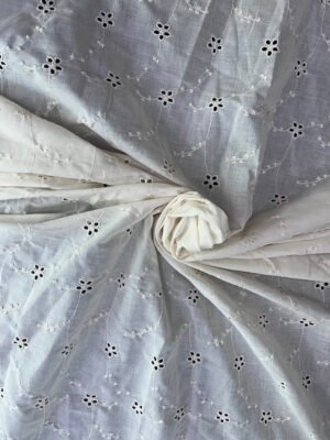 SM599 cambric embroidered allover fabric in 60 inch width, griege dyeable soft textile