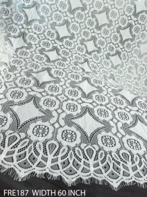 White Eyelash Chantilly Lace Fabric FRE187 – Elegant, Dyeable Bridal Lace